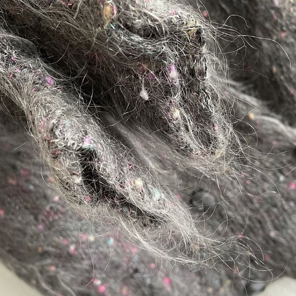 Handmade Chunky Knit Shawl Collar Cardigan Sweater Grey L - Picture 6 of 8